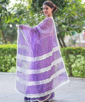printed purple kota doria saree 5