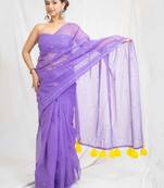 purple glam kota embroidered doria saree