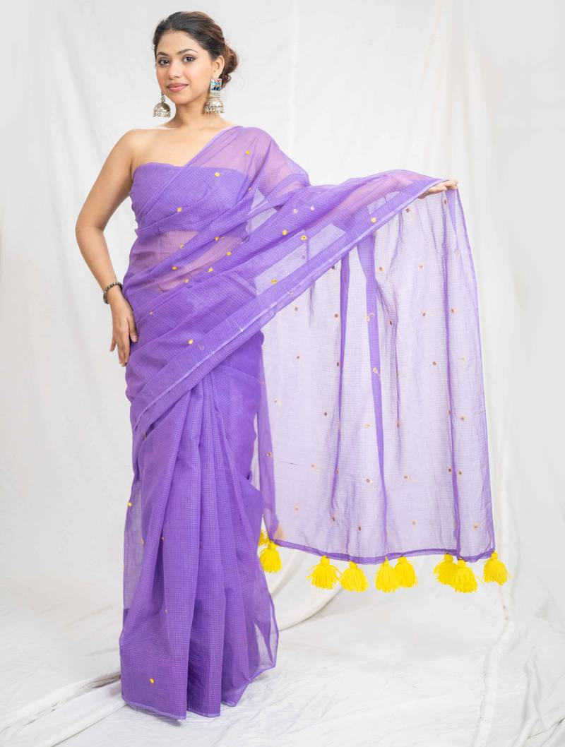 purple glam kota embroidered doria saree
