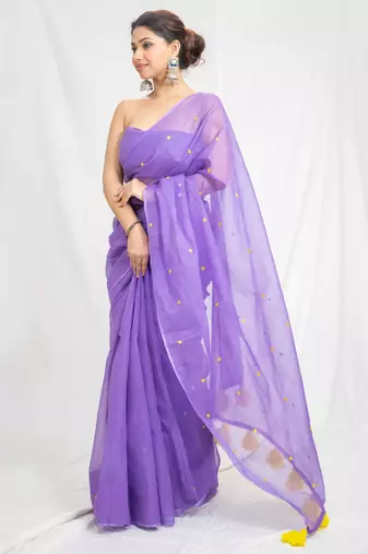 purple glam kota embroidered doria saree