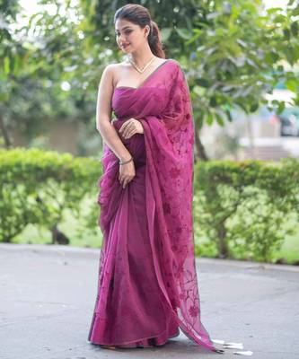 purple reign chic embroidered kota doria saree 2