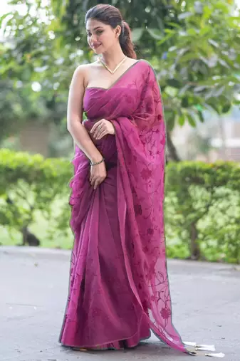 purple reign chic embroidered kota doria saree