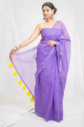 purple glam kota embroidered doria saree