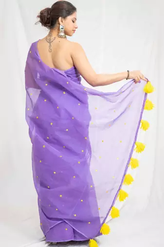 purple glam kota embroidered doria saree