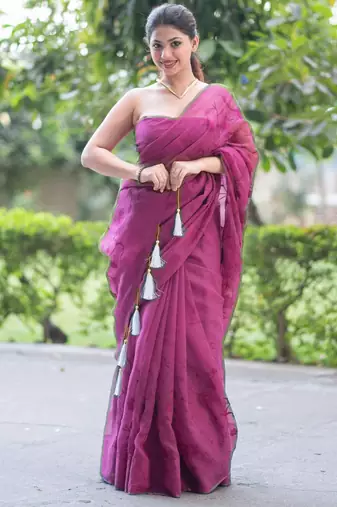 purple reign chic embroidered kota doria saree
