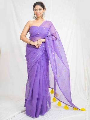 purple glam kota embroidered doria saree 5
