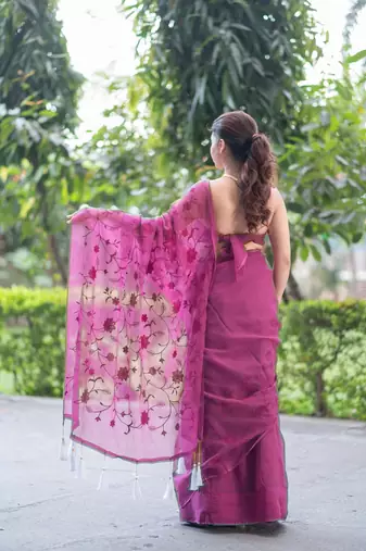 purple reign chic embroidered kota doria saree