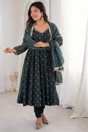 black silk festive kurta set