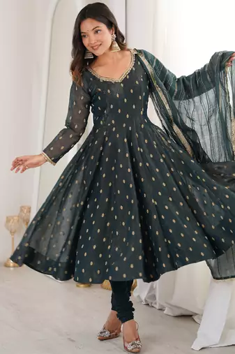 black silk festive kurta set