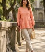 peach linen festive top and bottom