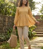 yellow linen festive top and bottom