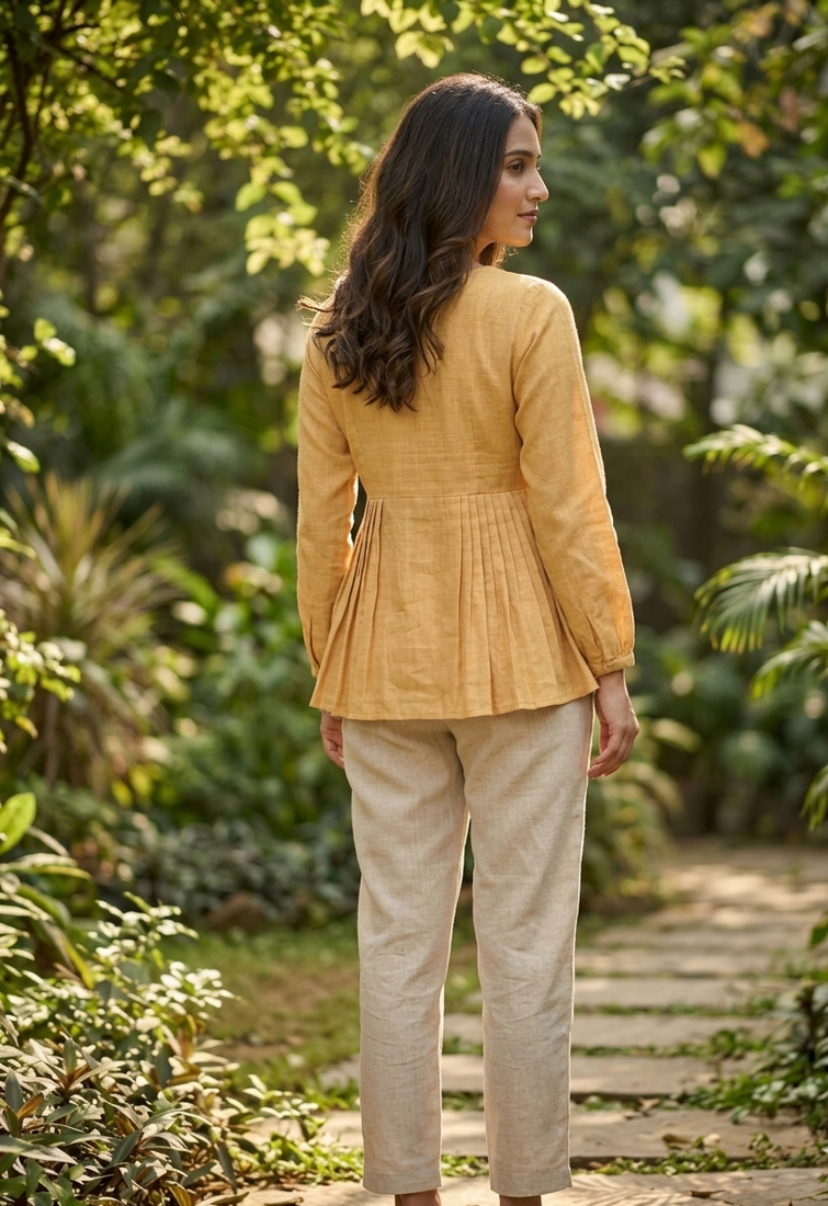 yellow linen festive top and bottom