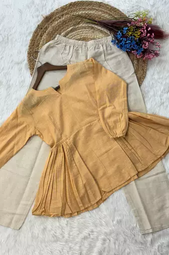 yellow linen festive top and bottom