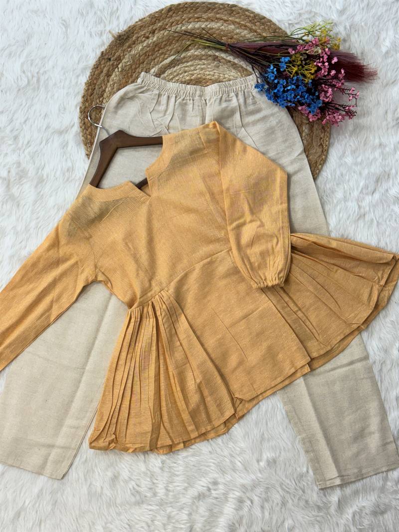 yellow linen festive top and bottom