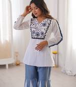 white roman silk festive top and bottom