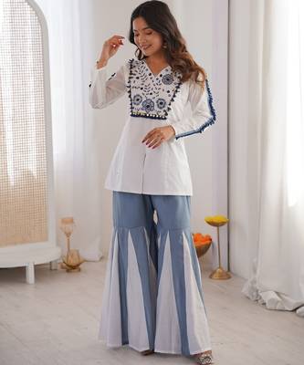 white roman silk festive top and bottom 2