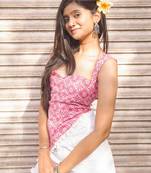 Candy Pink Sleeveless Crop Top with Shell/Tassel Accent