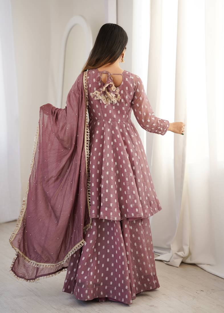 pink silk festive kurta set