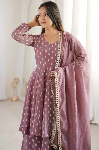 pink silk festive kurta set