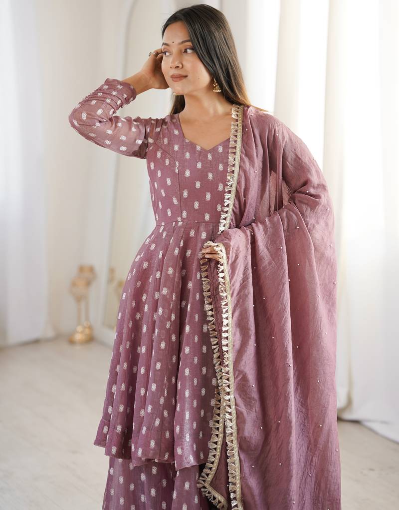 pink silk festive kurta set