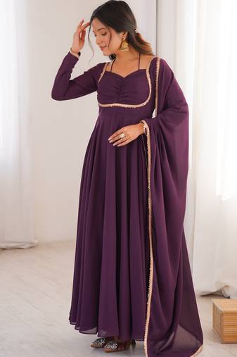 wine georgette festive wear anarkali