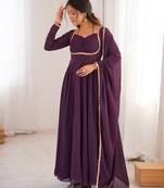 wine georgette festive wear anarkali