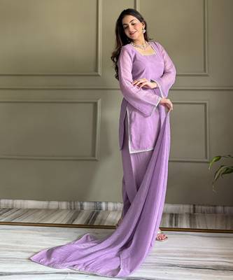 lavender silk festive kurta set 2