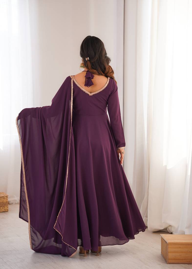 wine georgette festive wear anarkali