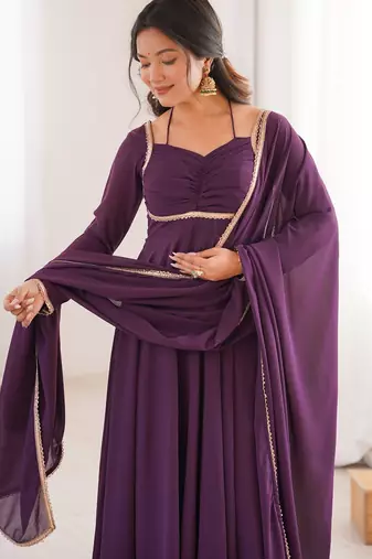wine georgette festive wear anarkali