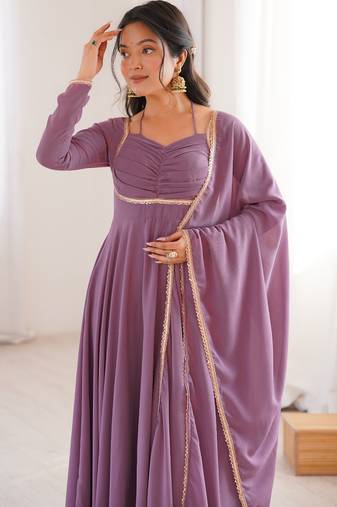 onion-pink georgette festive wear anarkali