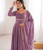 onion-pink georgette festive wear anarkali