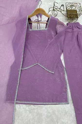lavender silk festive kurta set