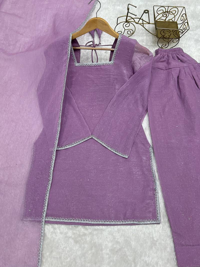 lavender silk festive kurta set