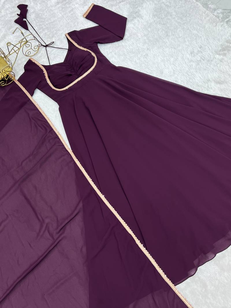 wine georgette festive wear anarkali