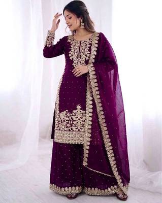 wine silk festive kurta set 1