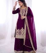 wine silk festive kurta set