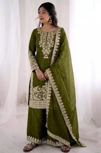 mehendi silk festive kurta set