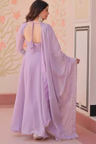lavender georgette festive wear anarkali