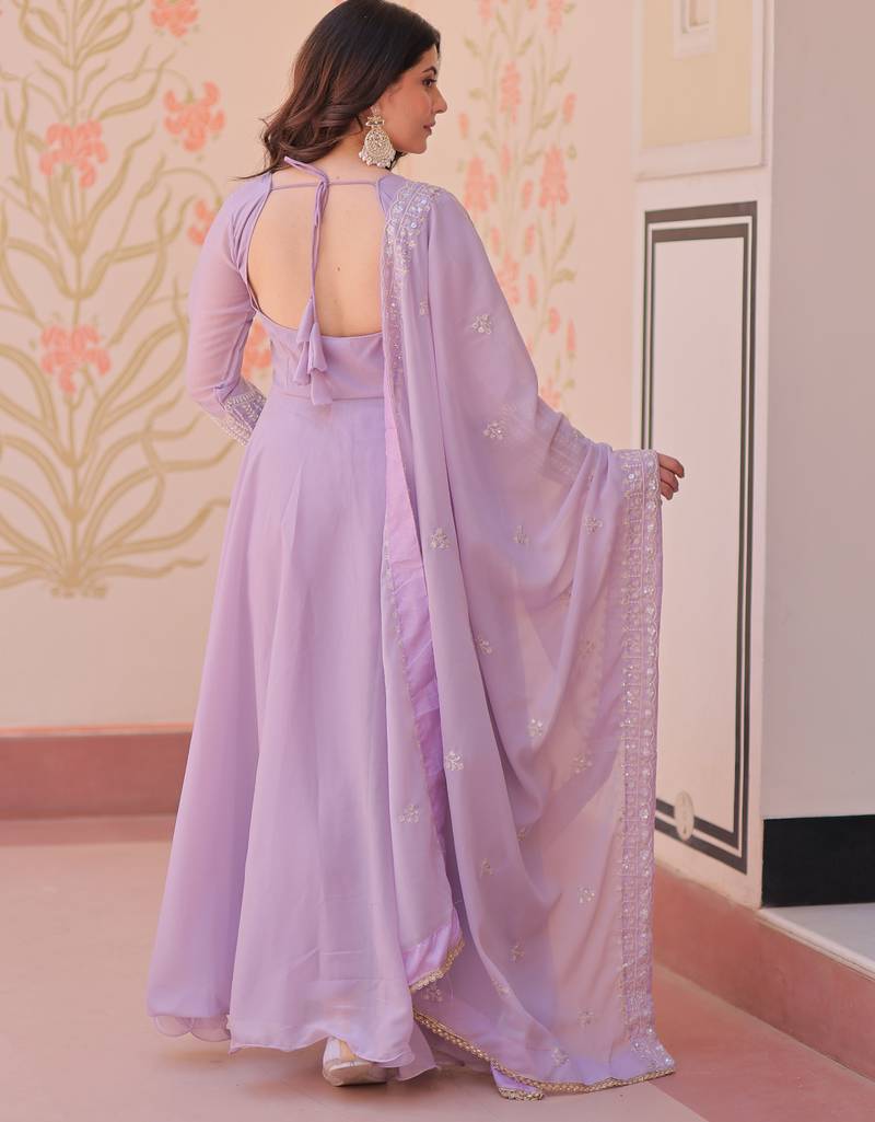 lavender georgette festive wear anarkali