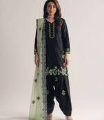 black roman silk festive kurta set