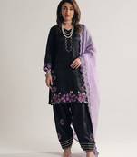 black roman silk festive kurta set