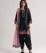 black roman silk festive kurta set
