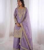 lavender silk festive kurta set