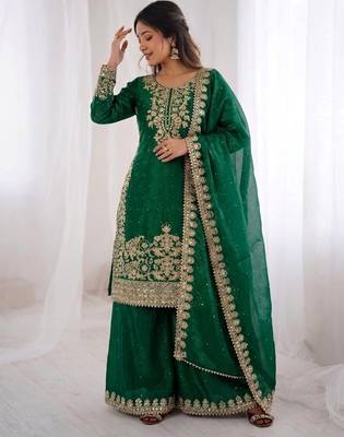 green silk festive kurta set 1