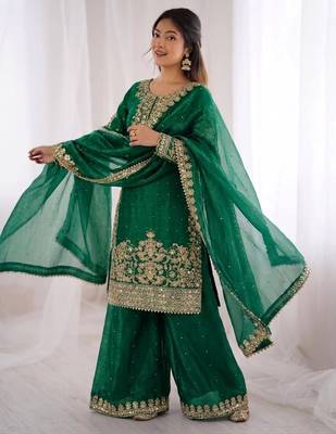 green silk festive kurta set 3