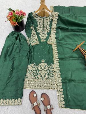 green silk festive kurta set 4