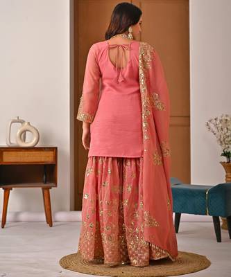 light-peach silk festive kurta set 3