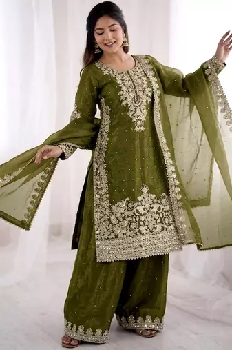 mehendi silk festive kurta set