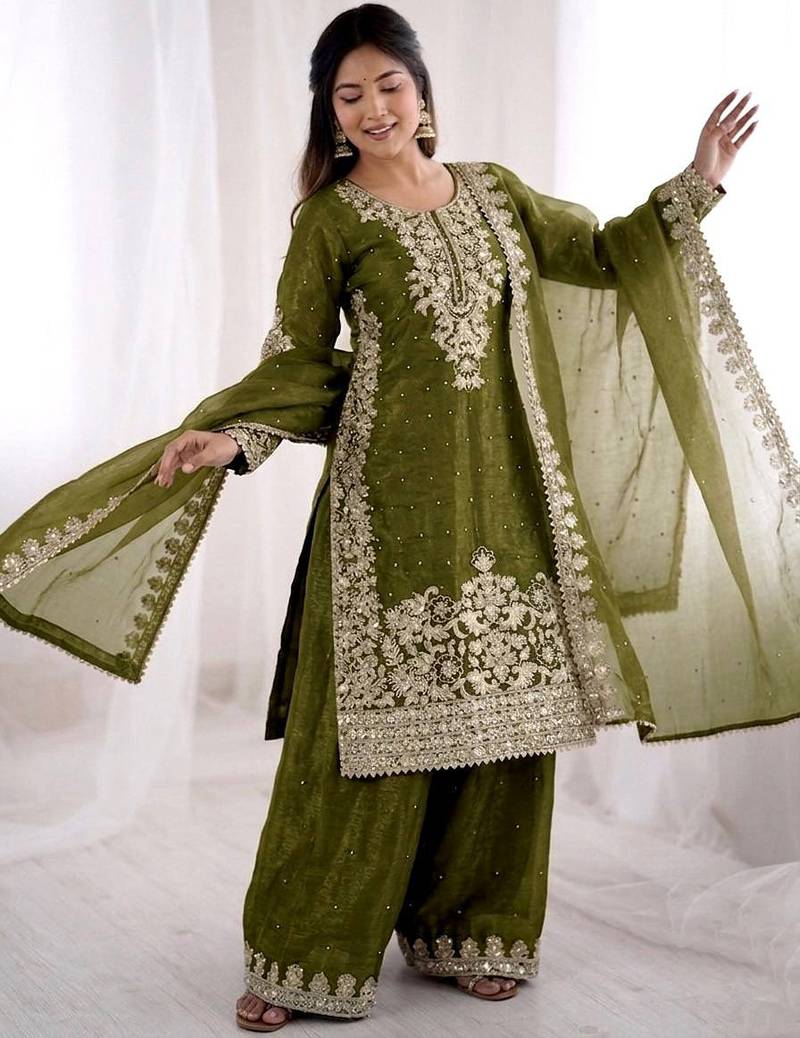 mehendi silk festive kurta set