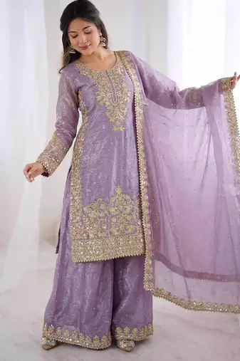 lavender silk festive kurta set